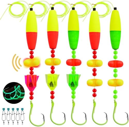 PROBEROS Catfish Fishing Rigs - Bank Fishing Set with 5pcs/Set, 6/0, 8/0, 10/0 Circle Hooks Circle Hooks, High Visibility, Ready to Use Catfish Rigs by Proberos