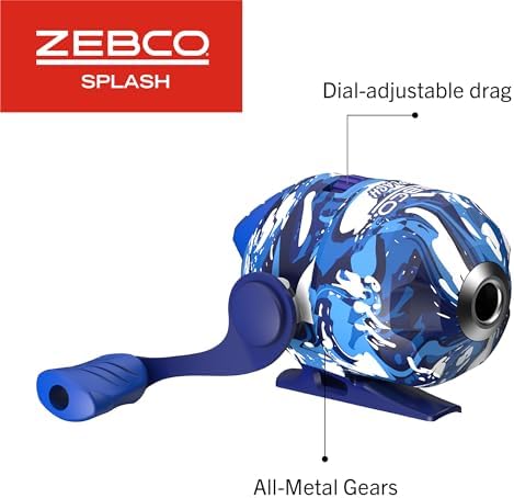 Zebco Splash Spincast Reel and Fishing Rod Combo, Fiberglass Rod, Ball Bearing System, All Metal Gears, 8-Pound Line - Image 4