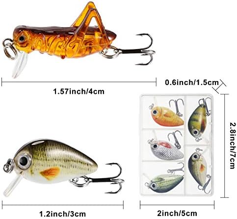 Skylety Mini Bass Fishing Lures Crankbaits Hard Baits with Box - Image 2
