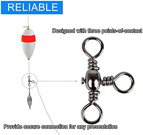 AKOSU 120pcs Fihshing Accessories Three Way Swivels Cross Line Barrel Stainless Steel Swivel Saltwater T-Turn Fishing Line Connector #2, 4, 6, 8, 10 - Image 4