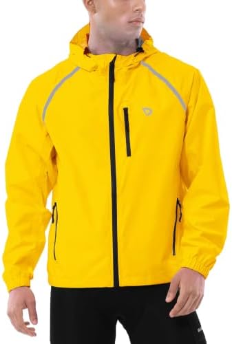 baleaf Men's Rain Jacket Waterproof Hood Lightweight Reflective Packable - Image 2