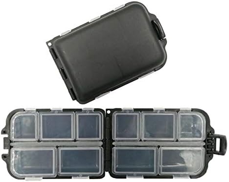 2x Small Hard Fishing Tackle Box Portable Case Hooks Lure Baits Storage Box Containers For Storing Swivels Jigs Hooks Sinker,10 Compartments (Black) by Drchoer