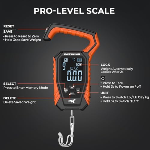 KastKing Weighmaster Digital Fish Scale, IPX6 Waterproof, Orange - Image 3