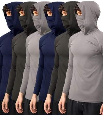 3/6 Packs Mens Sun Protection Fishing Hoodie with Face Mask by Unknown
