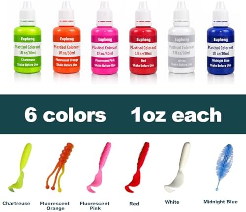 Eupheng Plastisol Colorant Set for Making Soft Plastic Fishing Lures, 6 Colors - Image 5