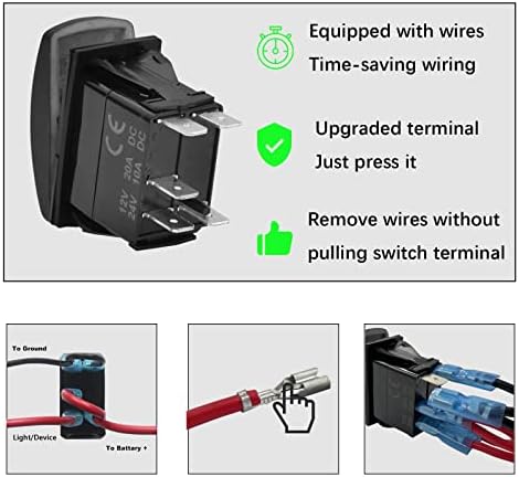 12V 24V RED Led Rear View Camera Rocker Switch with Wires 5 PIN ON-Off Toggle Switch for Car Boat Trailer Jeep Van Lorry Travel Trailer Camper - Image 4
