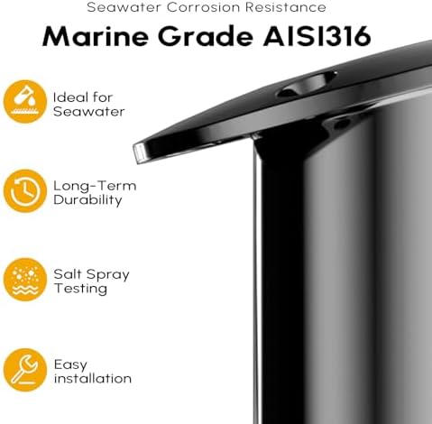Fishing Rod Holder 2 Pack, 316 Stainless Steel 15/30/90 Degree Rod Holders for Fishing Boat, Flush Mount with Cap, Heavy Duty - Image 4