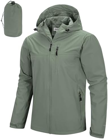 33,000ft Men's Packable Rain Jacket Waterproof Raincoat with Hood by 33000ft