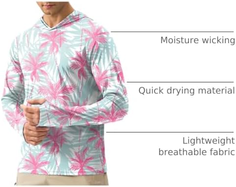 Pudolla Men's Sun Protection Hoodie Shirts UPF 50+ Fishing Hiking Shirt - Image 4