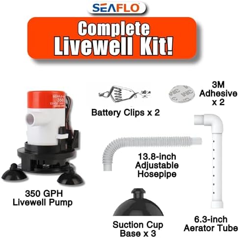 SEAFLO 10 Series Portable Livewell Aerator Kit - 12V, 350 GPH, Adjustable Hosepipe, Submersible, Corrosion-Resistant, Efficient Oxygenation, Fresh/Saltwater Use, CE & ROHS Certified, 4-Year Warranty - Image 5