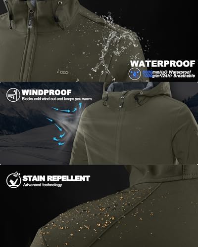 33,000ft Men's Hooded Fleece Lined Rain Shell Jacket Waterproof Lightweight - Image 3