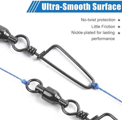 AGOOL Fishing Swivels Snaps Ball Bearing Swivels with Coastlock Snaps Stainless Steel Fishing Tackle Line Lure Leader Connector Quick Change Terminal Tackle for Lures, Leaders and Rigs - Image 4
