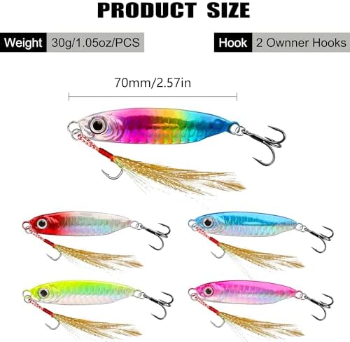 Jigs Fishing Lures Saltwater Fishing Spoons with Ultra-Sharp Hooks Micro Jigging Bait for Bass Tuna Salmon Grouper - Image 3