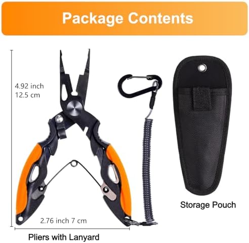 Titanium Coated Micro Fishing Pliers Precision Split Ring Pliers for Ultralight Fishing with Storage Pouch & Lanyard Orange - Image 3