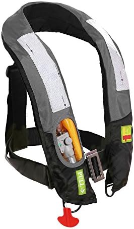 Top Safety Adult Life Jacket with Whistle - Manual Version Inflatable Lifejacket Life Vest Preserver PFD for Boating Fishing Sailing Kayaking Surfing Paddling Swimming - Adjustable Life Saving Vest by SafeMax