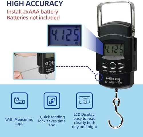 RAWILL Fishing Kit,Filleting Knife,Hook Remover,Fish Grip, Line Cutter,Fishing Scale, Pliers with Lanyards,Not Include Batteries - Image 5