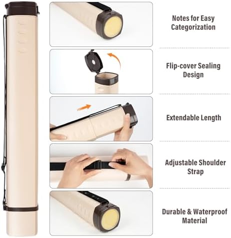 DEWEL Adjustable Poster Tube 24.5"-42", Telescoping Drawing Tube with Strap - Image 3