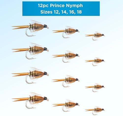 Prince Nymphs for Fly Fishing 12 Pack - Hook Sizes 12-18, Wet Fly Accessories, Trout Flies, Wet Fies Box and Tools, Fishing Flies for Bass and Panfish, Nymph - Image 2