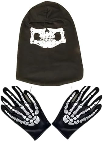 Skeleton Gloves and Skull Mask, Ghost Balaclava Halloween - Image 3