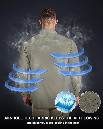 33,000ft Men's Long Sleeve Sun Protection Shirt UPF 50+ UV Quick Dry Cooling Fishing Shirts for Travel Safari Camping Hiking - Image 2