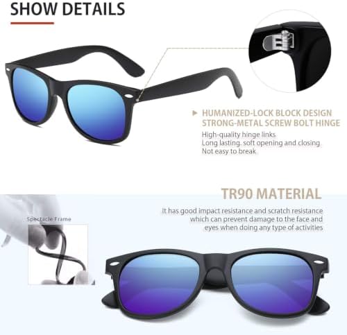 FEIDUSUN Sunglasses Men Polarized Sunglasses for Mens and Womens,Black Retro Sun Glasses Driving Fishing UV Protection - Image 2