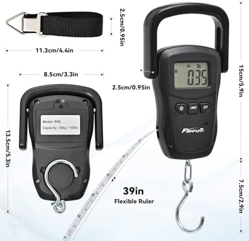 Fishfun Rechargeable Fish Scale, Digital Hanging Fish Weight Scale with Large Handle and Tape Measure for Fishing, Hunting, Outdoor, Farm, 110lb/50kg - Image 7