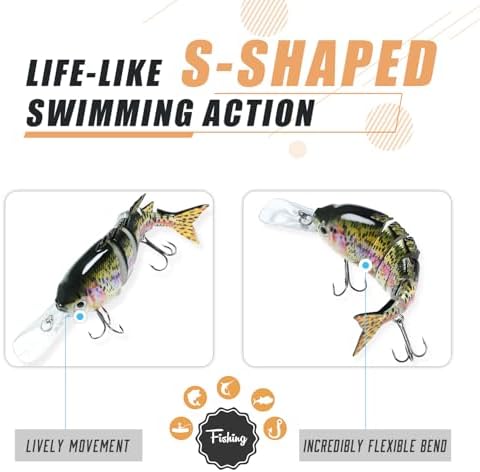 TRUSCEND Swimmax Easy Catch Fishing Lures with BKK Hooks, Wiggling, Vibrating, Rattling and Gurgling for More Bite, Heavy-Duty Dyneema Fiber Jointed Swimbaits for Bass, Trout, Walleye, Crappie, Pike - Image 4
