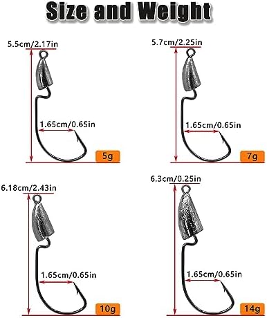 MAFIMOEA Bullet Jig Heads Weighted Texas Rig Hooks Swimbait Hooks Bass Crappie Walleye Trout Fishing Weedless Swimbait Jig Heads Saltwater Freshwater - Image 2