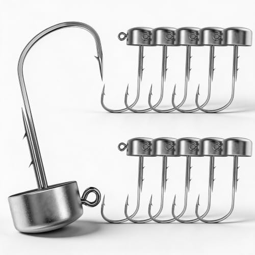 Ned Rig Jig Heads, Mushroom Stand-Up Jigs with Wire Bait Keeper, Finesse Fishing Hooks for Soft Plastics, Bass Walleye Tackle, 1.8g-7g (1/16oz-1/4oz) by Unknown