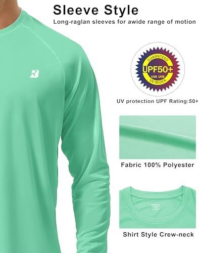 Roadbox Men's UPF 50+ UV Sun Protection Shirts, Long Sleeve Swim Rash Guard - Image 4