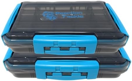 Reaction Tackle Premium Tackle Trays, Water Resistant Fishing Tackle Box Organizers with Triple Clip Closure, Removable Dividers and Clear View Design - 3600 (2-Pack) by ReactionTackle