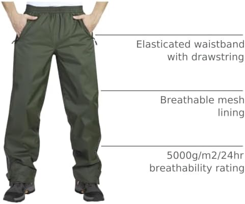 33,000ft Men's Rain Pants, Waterproof Rain Over Pants, Windproof Pants - Image 4
