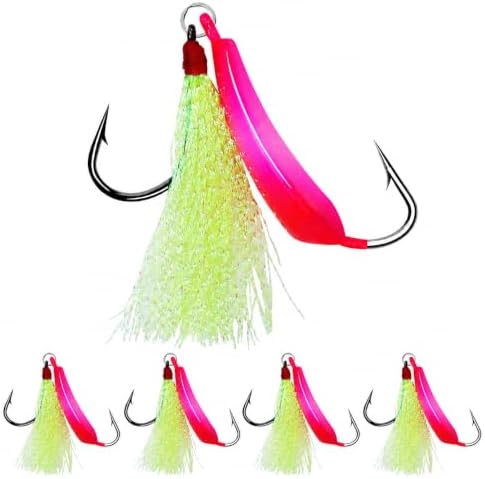5 Pack Pompano Jigs with Teaser Hooks, Surf Fishing Jig Heads Saltwater Lure Banana Shape Stand Up O'Shaughnessy Beach Casting Pompano Whiting Flounder by MAFIMOEA