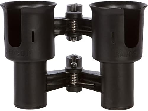 ROBOCUP, (Black), Patented Clamp On Boat Cup Holder |Multifunction Dual Drink Caddy for Fishing Poles, Tools, Net, Gaff |Portable Storage for Boating, Beach, Umbrellas, Golf Carts, Strollers - Image 2