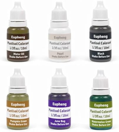 Eupheng Plastisol Colorant Set for Making Soft Plastic Fishing Lures, 6 Colors by EUPHENG