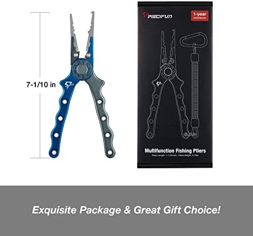 Piscifun Saltwater Fishing Pliers, Aluminum, Split Ring, Braid Cutter - Image 5