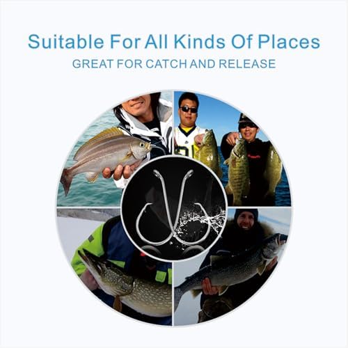 Afmivs Fishing Hooks Saltwater, 160PCS Circle Hooks Saltwater, Fish Hooks for Fishing Gear Tackle, Catfish Octopus Hook #1 1/0 2/0 3/0 4/0 5/0 6/0 8/0 Black High Carbon Steel with Portable Plastic Box - Image 6