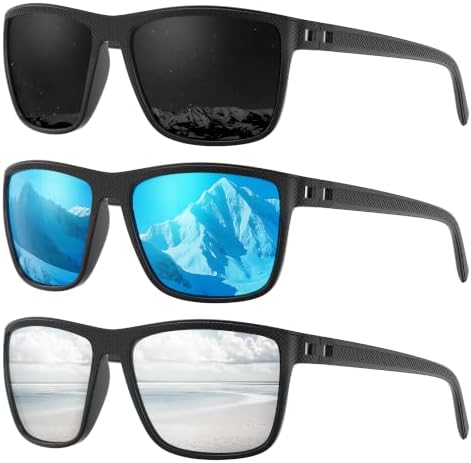 Fanshen Square Polarized Sunglasses for Men, 3 Pack Lightweight UV Protection Sun Glasses for Driving Fishing Golf by Unknown