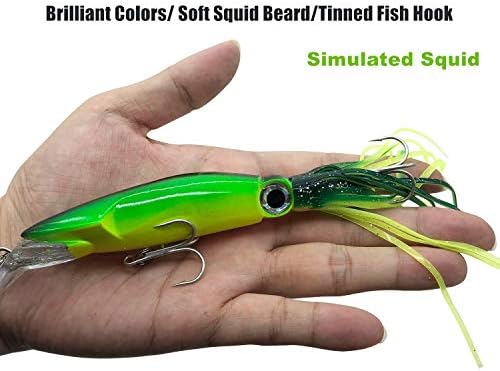 4Pcs Large Simulation Squid Fishing Lures Bait Kit,3D Holographic Eyes，Built-in Multicolored Lead Blocks Through Heavy Duty ，Stable and Tempting - Image 2