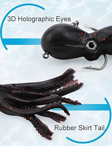 Octopus Swimbait Squid Jig Soft Fishing Lure with Skirt Tail, 5pcs - Image 6