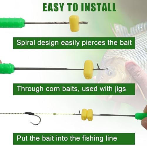 Carp Fishing Hair Rigs Kit Curved Barbed Hooks Rigs with Swivels and Boilies Corn Baits Beads Baiting Needles Tool Carp Fishing Equipment Accessories 72pcs - Image 6