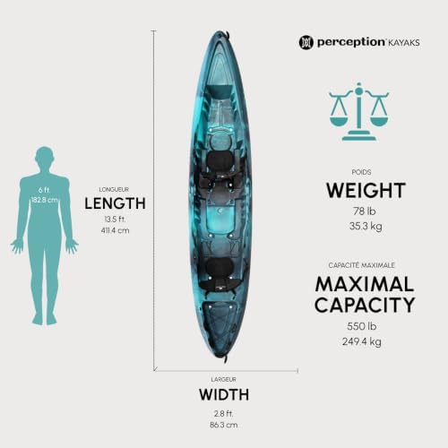 Perception Rambler | Sit on Top Tandem Kayak | Recreational Kayak for Two | Storage with Tie Downs - Image 3