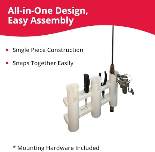 SeaSense 3-Rack Fishing Rod Holder for Your Boat, Pontoon, Garage – Convenient Storage for Fishing Poles, Pliers, Filet Knives & Other Gear – Mounting Hardware Included, Snaps Together Easily - Image 2