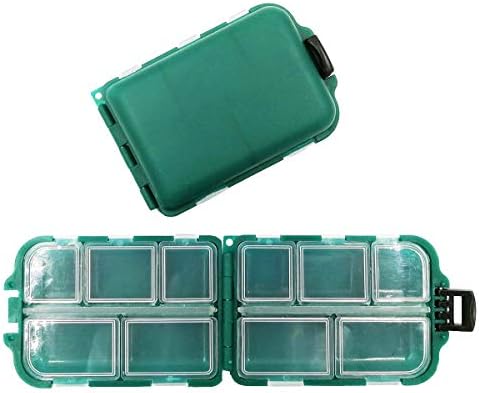 2x Small Hard Fishing Tackle Box Portable Case Hooks Lure Baits Storage Box Containers For Storing Swivels Jigs Hooks Sinker,10 Compartments (Green) by Drchoer