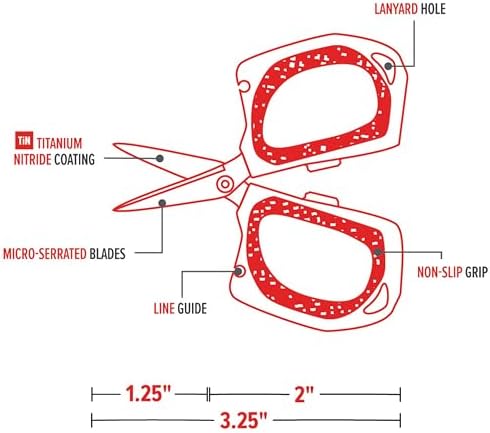 Bubba Micro Fishing Shears with Lanyard, Titanium-Nitride Coated Blades, Cuts through Monofilament, Fluorocarbon, and Braided Line, For Fishing - Image 4
