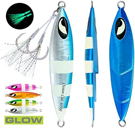 OCEAN CAT Lead Metal Flat Slow Fall Pitch Fishing Jigs Lures Sinking Vertical Jigging Bait with Butterfly Hook for Saltwater Fishing - Image 3