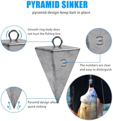 Saltwater Surf Fishing Tackle Kit - Saltwater Surf Fishing Rigs Bottom Rigs Include Fishing Leader Rigs Pyramid Sinkers Bass Casting Sinker Circle Hooks for Striped Bass Red Drum Flounder - Image 5