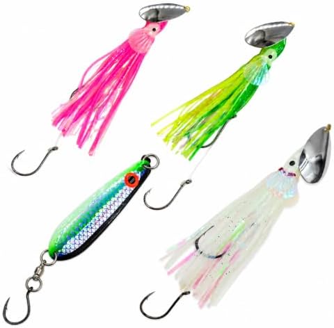 King COHO Humpy Sockeye Salmon Stealhead Squid Skirt Spinner Hoochie Lure UV Gill Double Hooks for Trolling Fishing by Unknown
