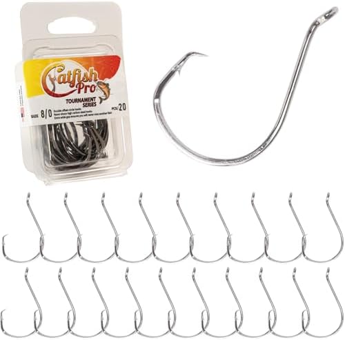Catfish Pro Tournament Series Circle Hooks – Catfish Fishing Hooks, High Carbon Steel, Double Offset Circle Hooks for Catfish, 5/0–10/0 Sizes, Razor Sharp, Freshwater & Saltwater (16–24 Pack) by CatfishPro