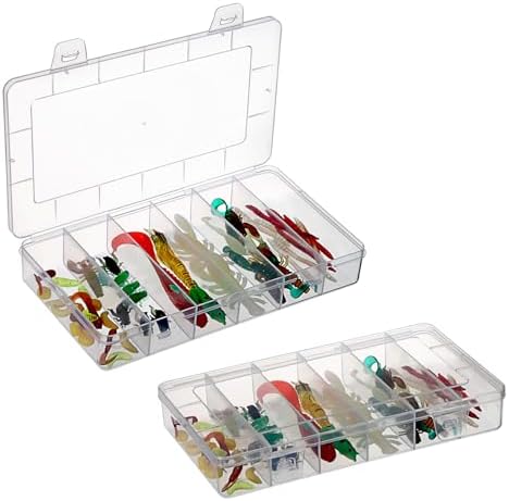JUXYES Plastic Small Fishing Tackle Box Organizer with 6 Compartments by JUXYES